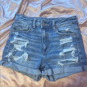 Distressed Blue Denim American Eagle shorts